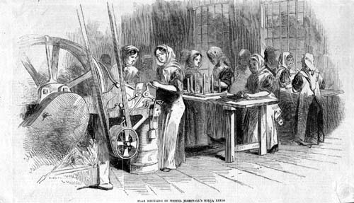 Flax being milled